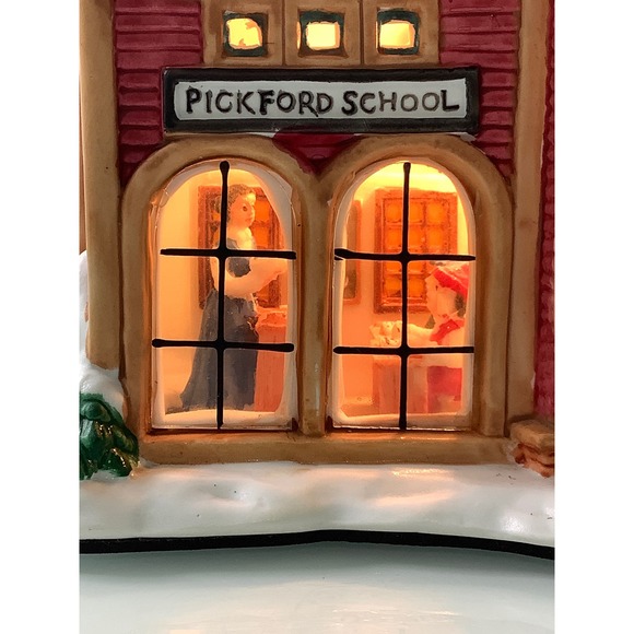 Vintage Trim A Home Pickford School lighted village porcelain * - Picture 2 of 11